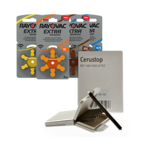 SPECIAL OFFER: Box of 60 Rayovac ProLine Batteries & 16 Cerustop Wax Guards $29.49