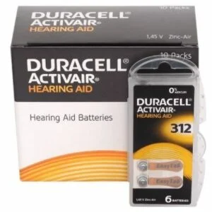 Duracell EasyTab/Activair Type 312 Hearing Aid Batteries Zinc Air (pack of 6)